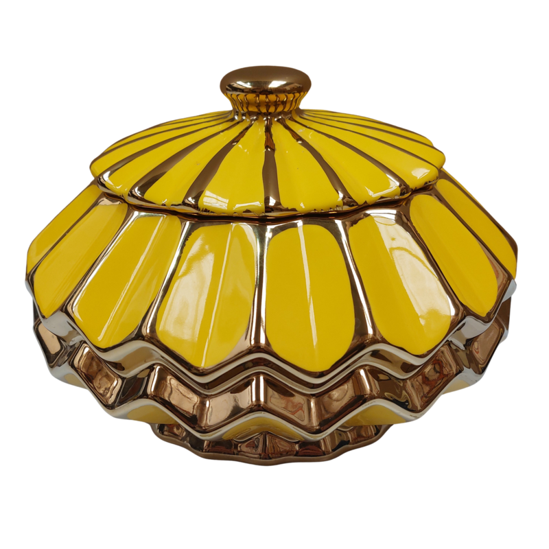 Sopera Porcelana Ochun 18 x 27 cm (Amarillo con dorado)